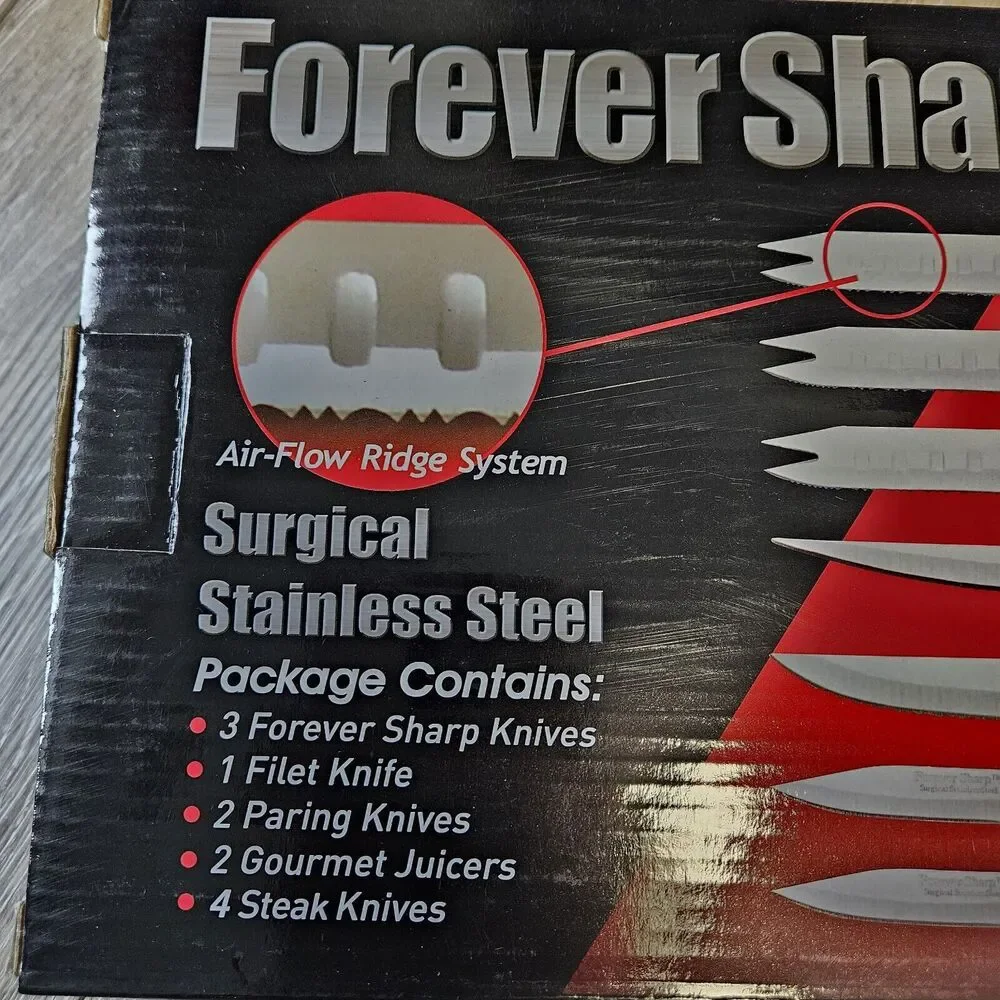 Forever Sharp 12 Piece Knife Set Classic Series Surgical Stainless Steel Blades